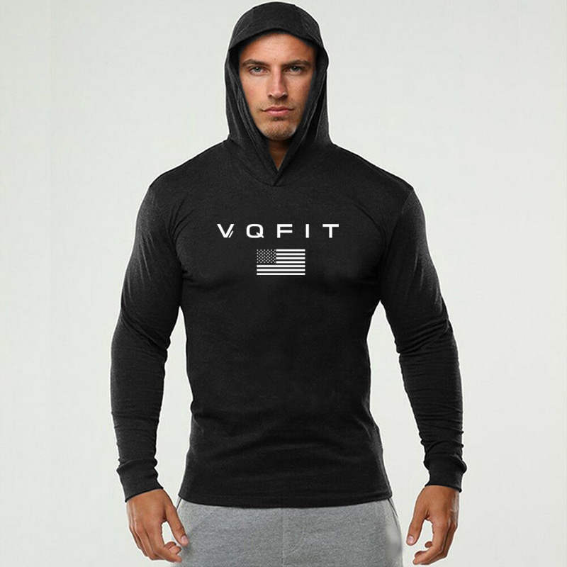 Muscle Tee Workout - Mens Hooded Running T-shirts Autumn Fitness
