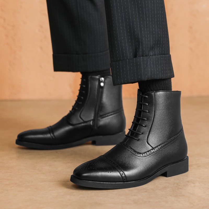 Mens Fashion Dress - Luxury Men's Boots New High-top Leather