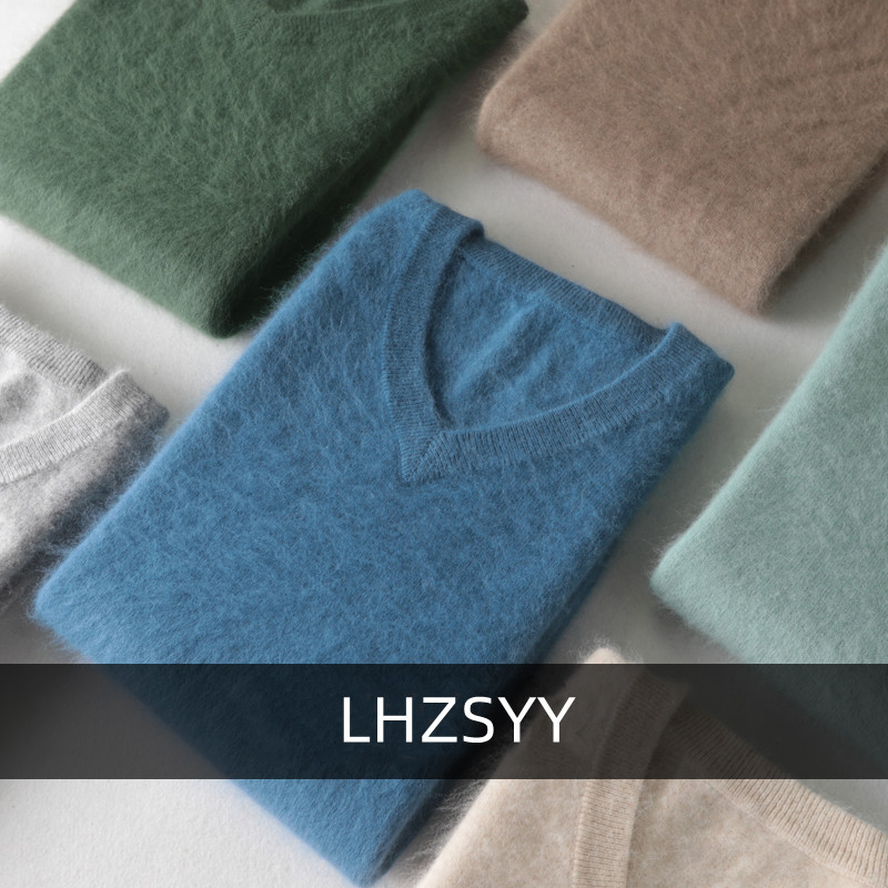 Mens Fashion Jumpers - LHZSYY Men's 100% Mink Cashmere Large