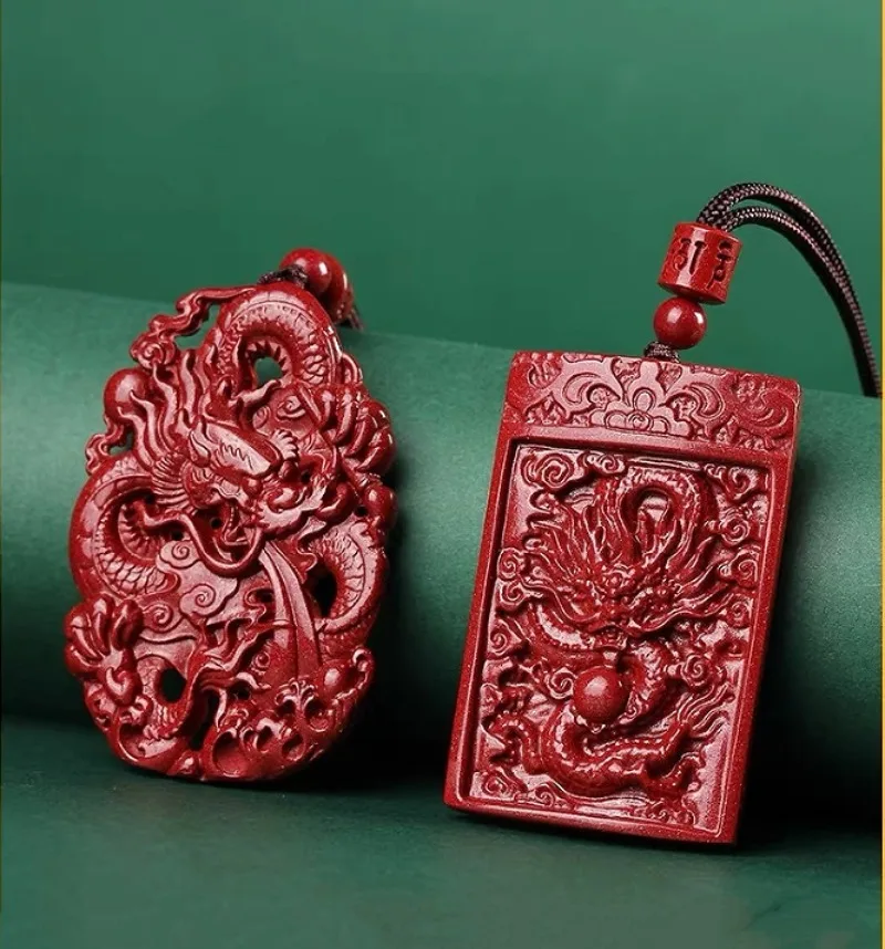 Mens Fashion Jumpers - Fashion Cinnabar Jade Double Sided Carving