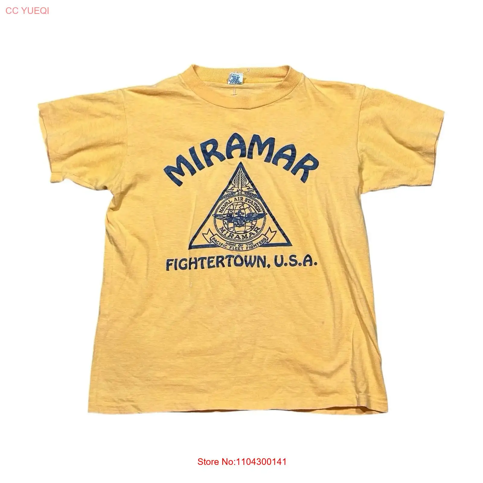 Military Shirt Men - VTG 80s Miramar Fightertown USA Yellow