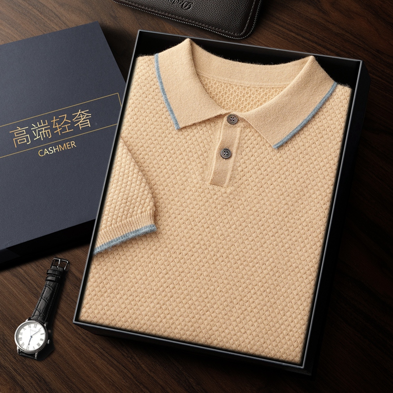 Mens Fashion Jumpers - Short-Sleeved Cashmere Sweater Men's Casual Cashmere