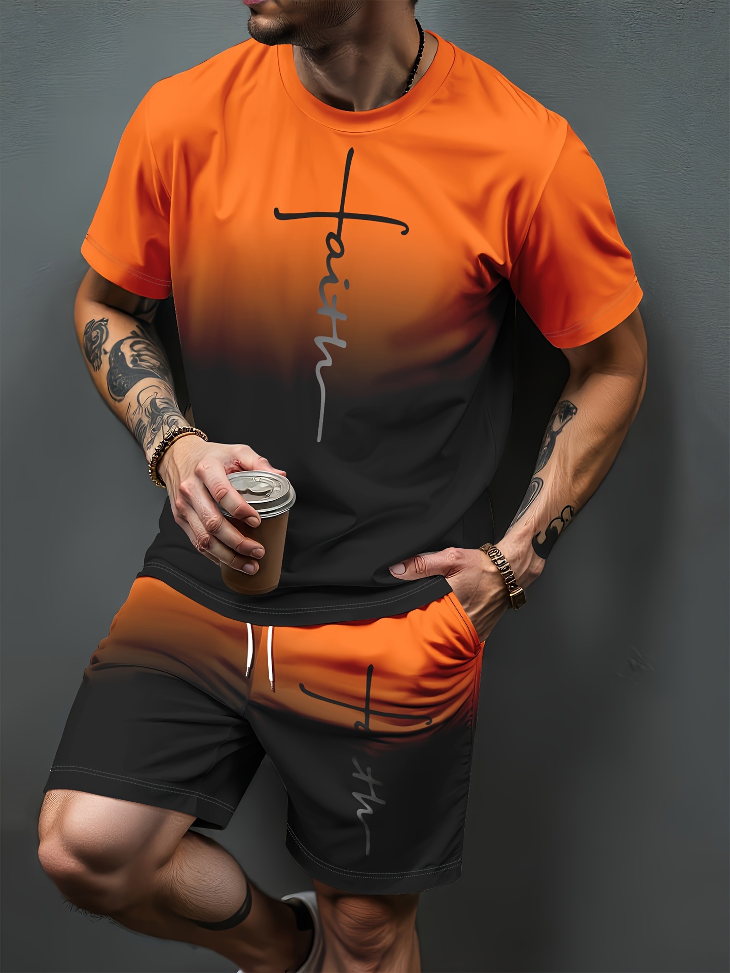 Gradient Letter Pattern 3D Pri - Men'S Fashion 2025 评论和价格