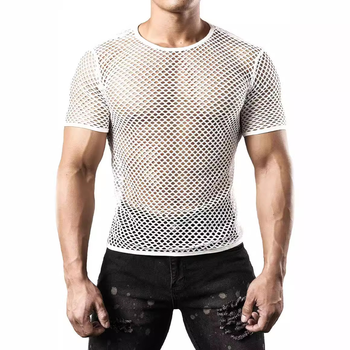 Sexy Hollow Out Mens Black Fis - Men'S Fashion Night Out 评论和价格