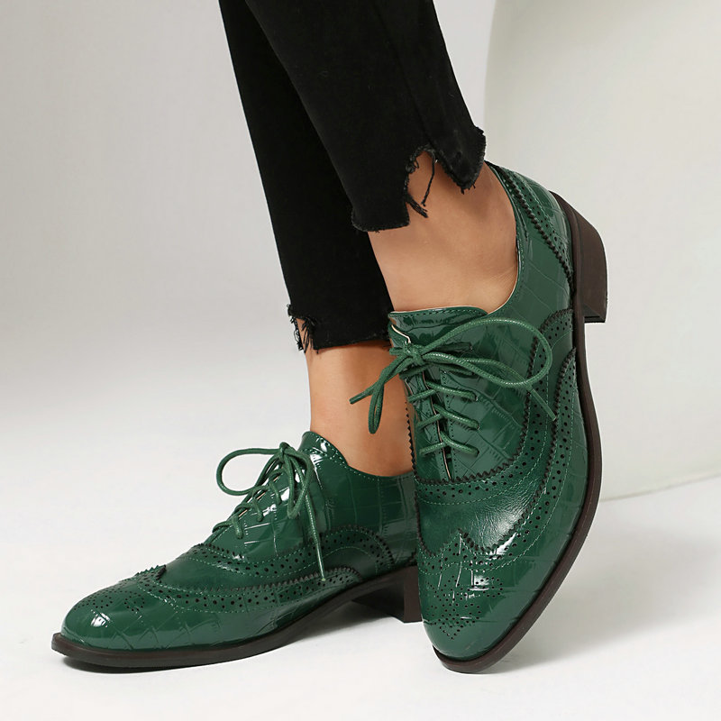 Women Stone Print Brogue Oxfor - Oxford Shoes Brogue 评论和价格
