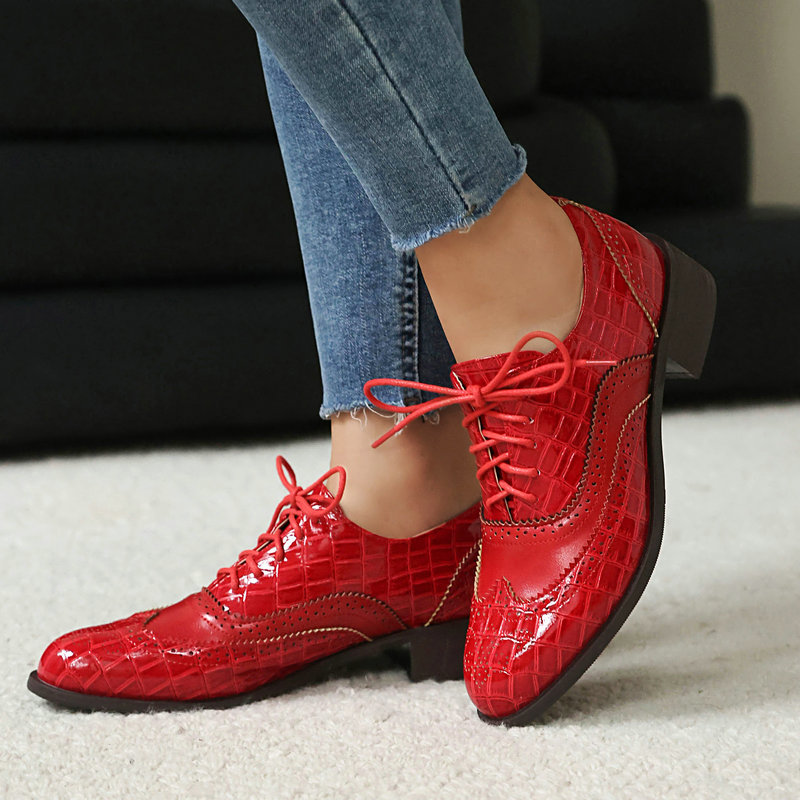 Women Stone Print Brogue Oxfor - Oxford Shoes Brogue 评论和价格
