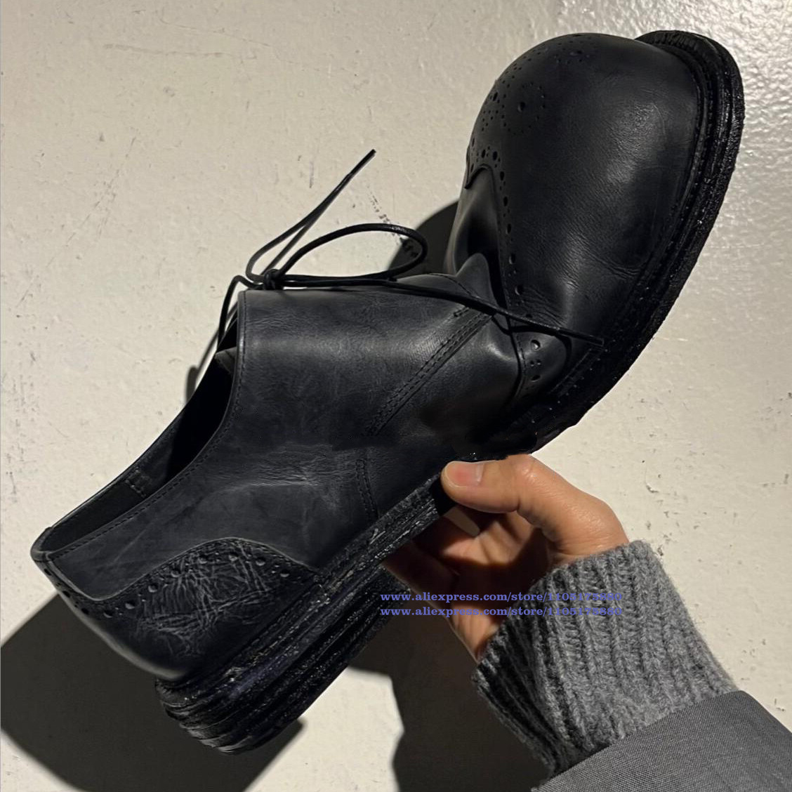 Vintage Black Leather Brogue L - Oxford Shoes Brogue 评论和价格