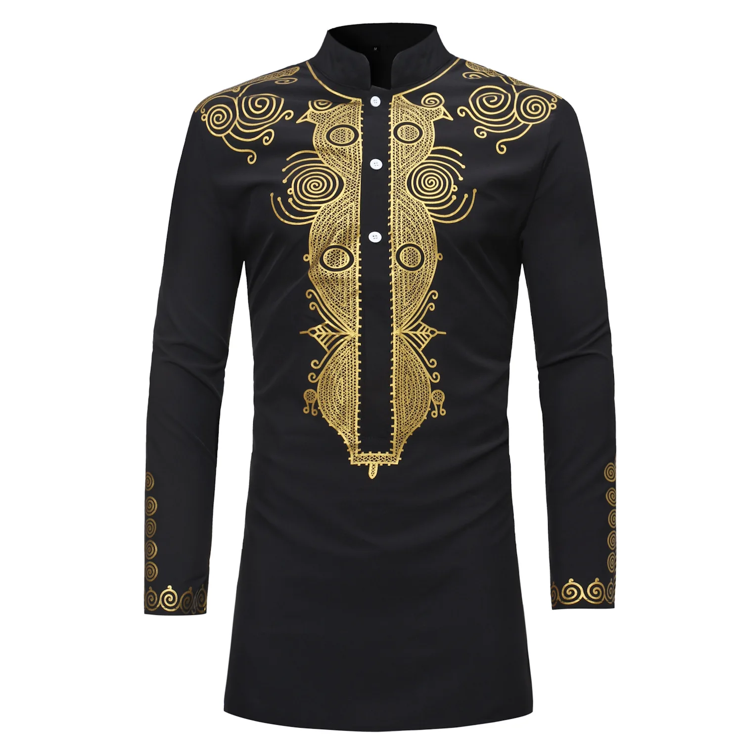 Stand Collar Muslim Shirt Men  - Men'S Fashion Kurta 评论和价格