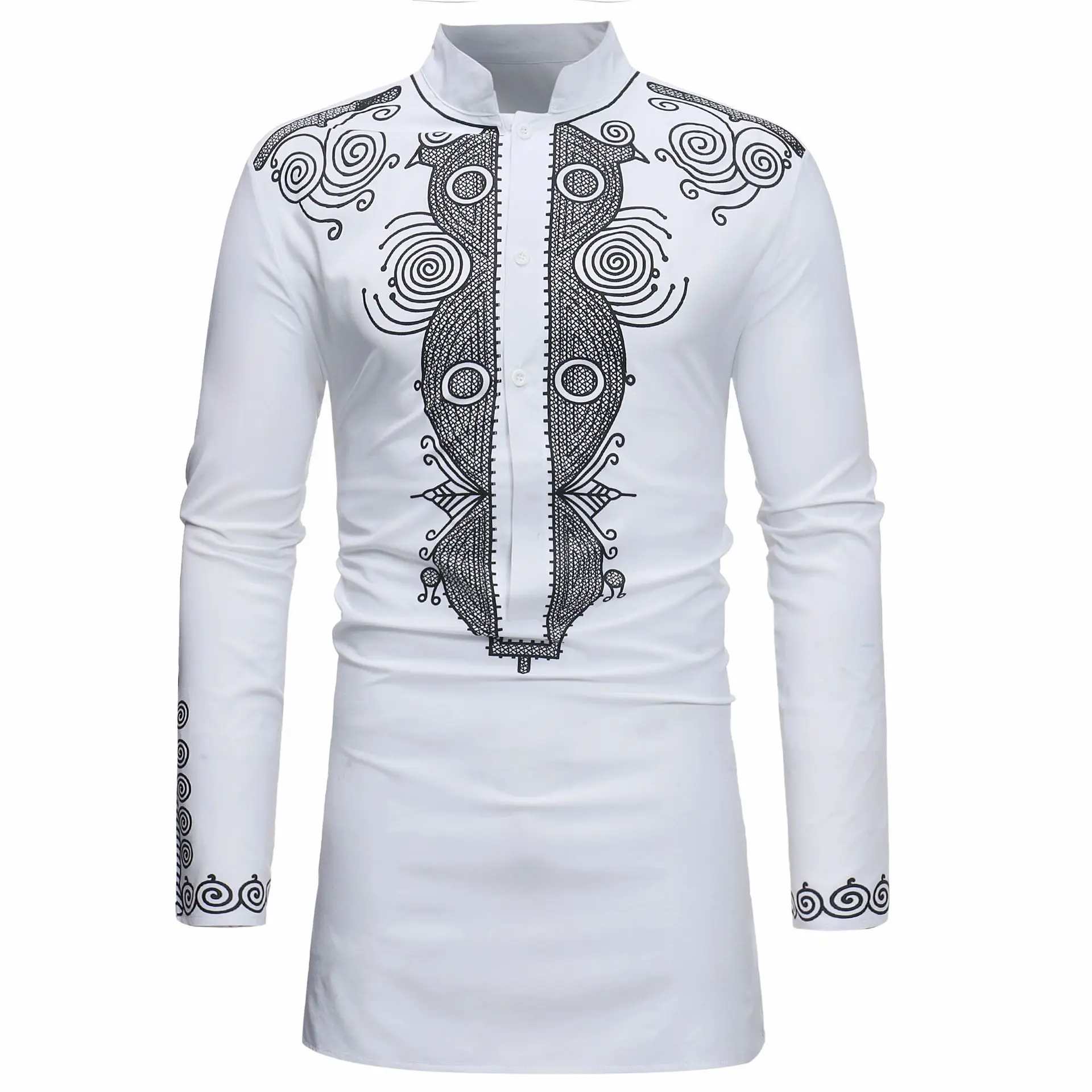 Stand Collar Muslim Shirt Men  - Men'S Fashion Kurta 评论和价格
