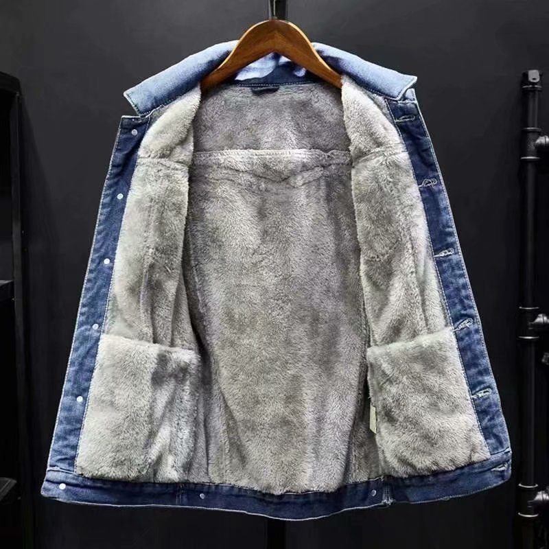 Men Fleece Lined Denim Jacket  - Sherpa Jacket Fleece 评论和价格