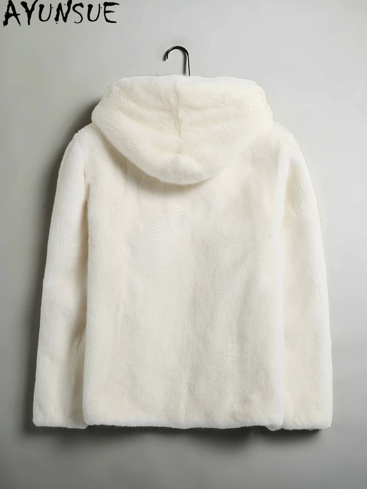 AYUSNUE Natural Mink Coat Men  - Men'S Fashion Zipper Hoodie 评论和价格