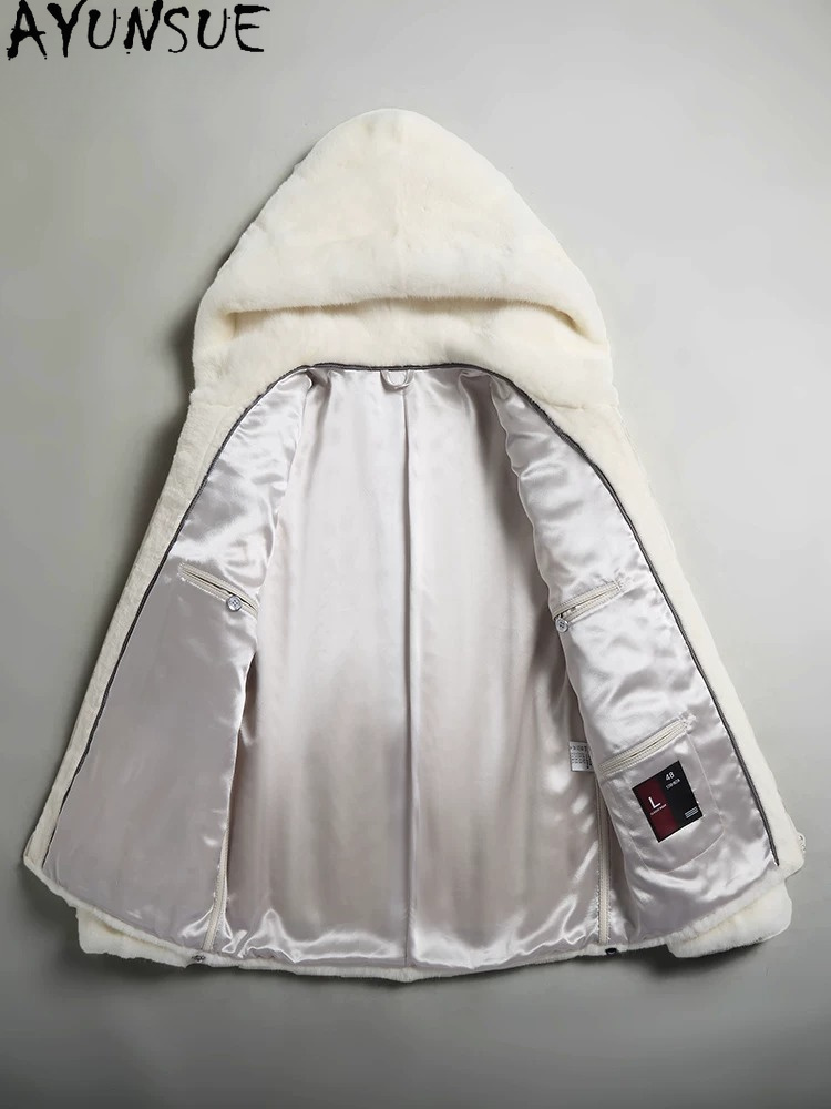 AYUSNUE Natural Mink Coat Men  - Men'S Fashion Zipper Hoodie 评论和价格