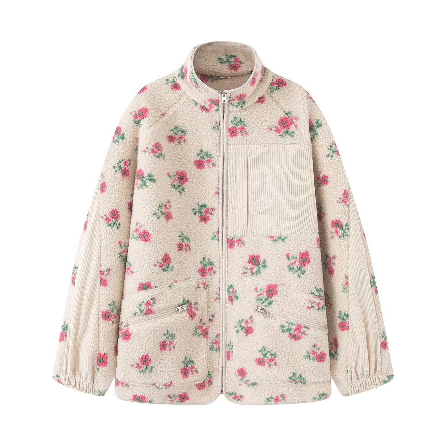 Fashion Floral Jacket For Wome - Sherpa Jacket Fleece 评论和价格