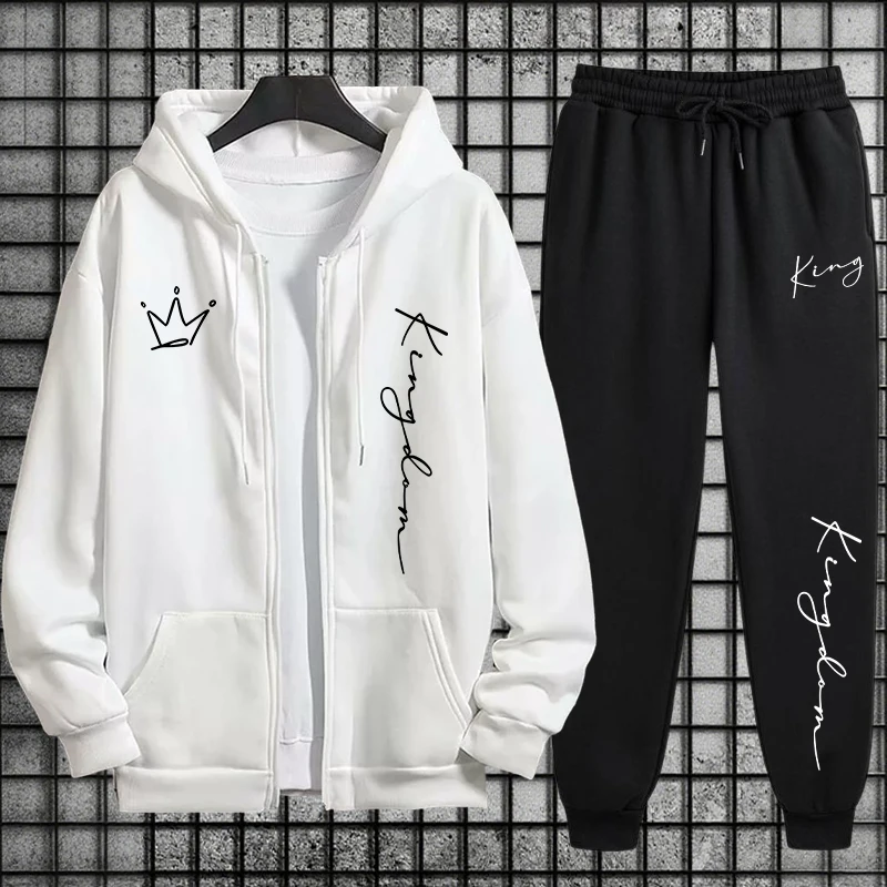 King Letter Print Hoodie and S - Men'S Fashion Zipper Hoodie 评论和价格