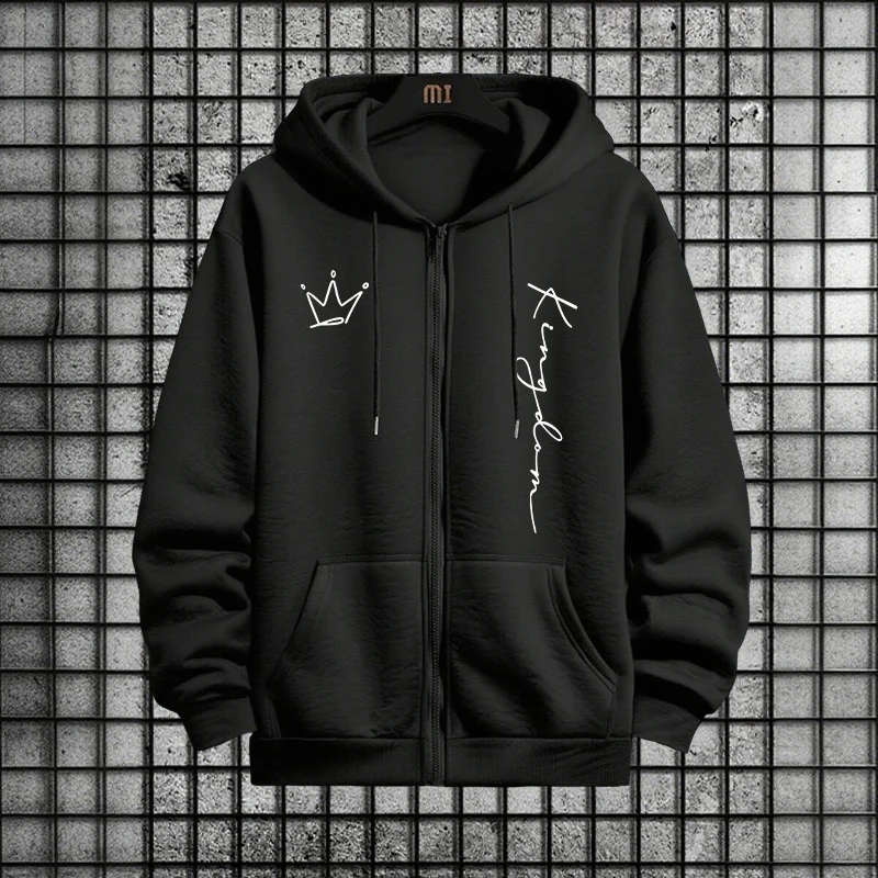 King Letter Print Hoodie and S - Men'S Fashion Zipper Hoodie 评论和价格