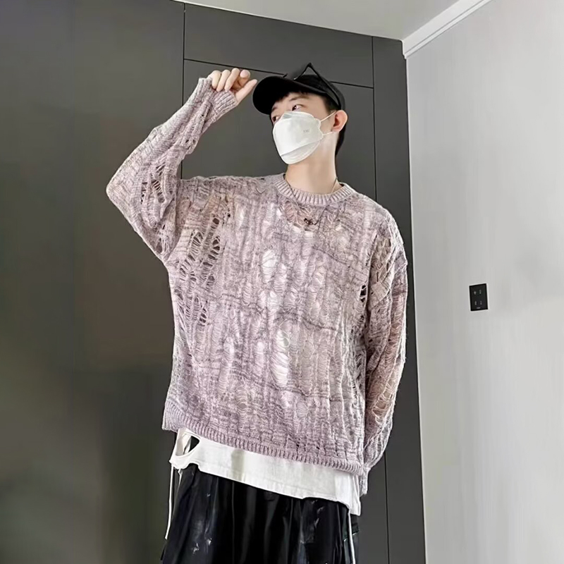 Vintage Ripped Hollow Out Mesh - Mens Fashion Jumpers 评论和价格