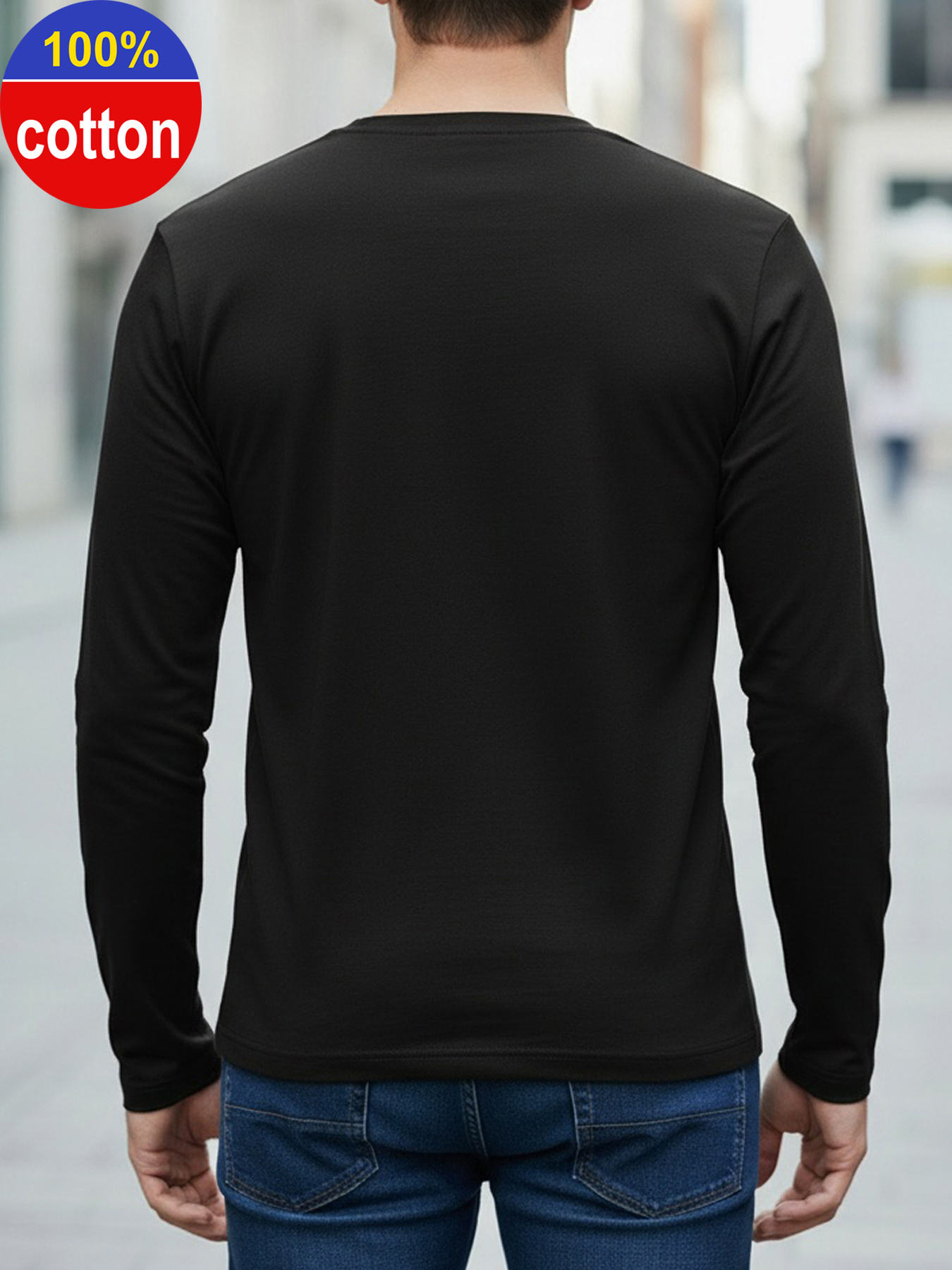 100% Pure Cotton Men's Long Sl - Men'S Fashion 2025 评论和价格