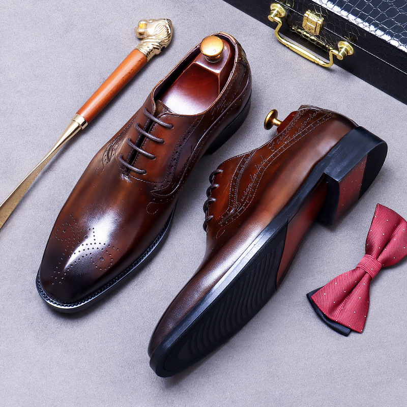 Men's Vintage Script Embossed  - Oxford Shoes Brogue 评论和价格