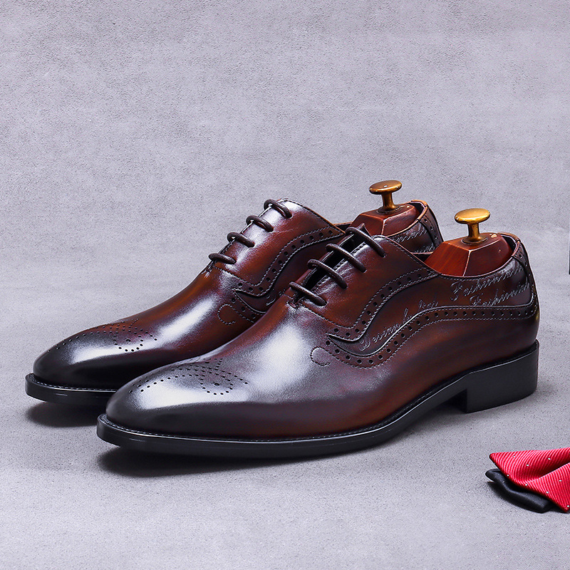Men's Vintage Script Embossed  - Oxford Shoes Brogue 评论和价格
