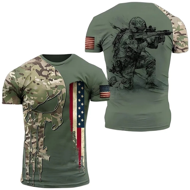 Summer New Military Printed Me - Military Shirt Men 评论和价格