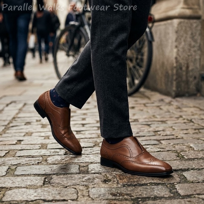Mens Brown Leather Brogue Shoe - Oxford Shoes Brogue 评论和价格