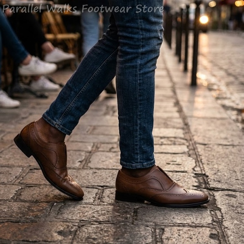 Mens Brown Leather Brogue Shoe - Oxford Shoes Brogue 评论和价格