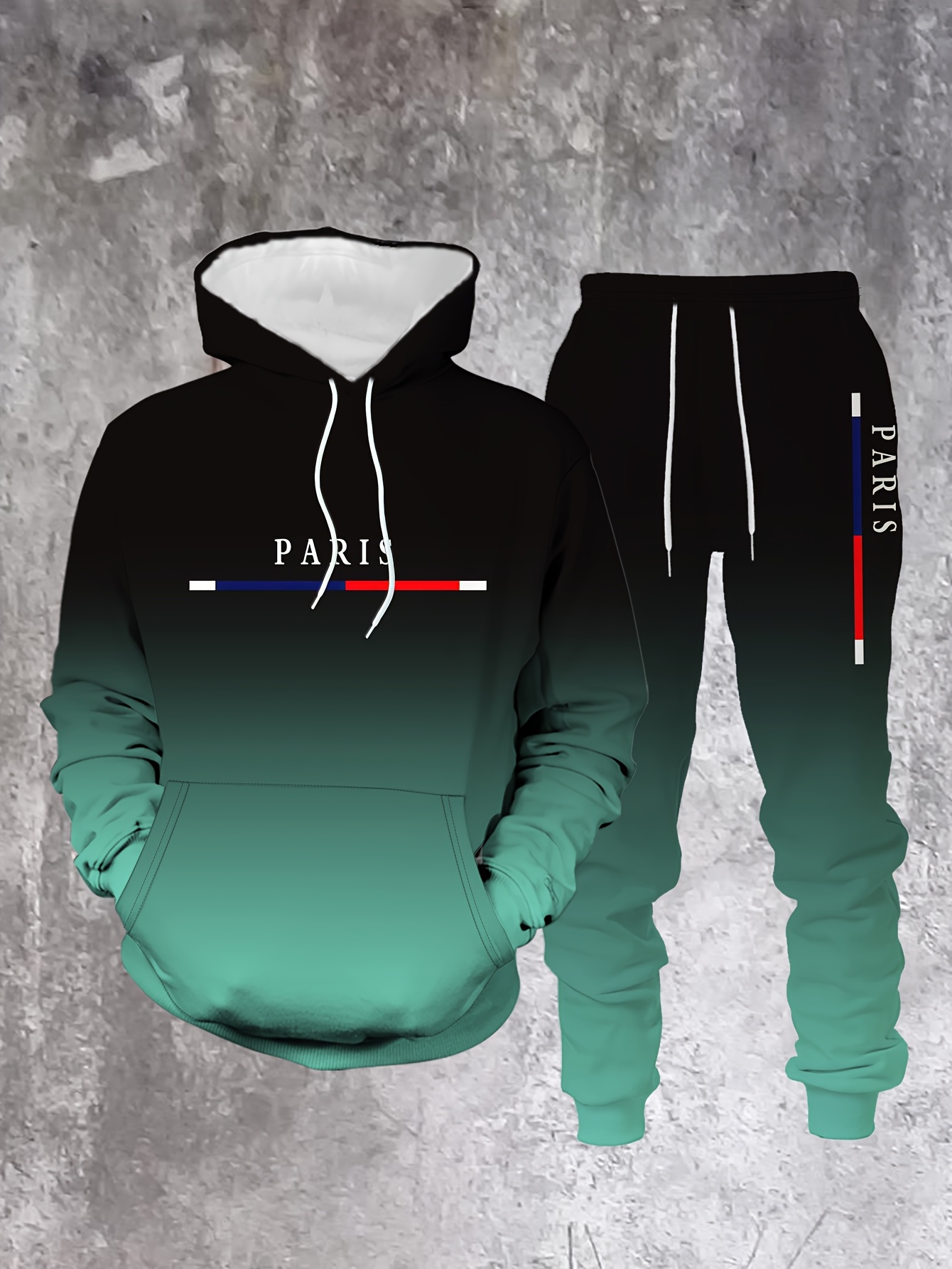 Gradient Color Paris Tracksuit - Paris Fashion Men 评论和价格