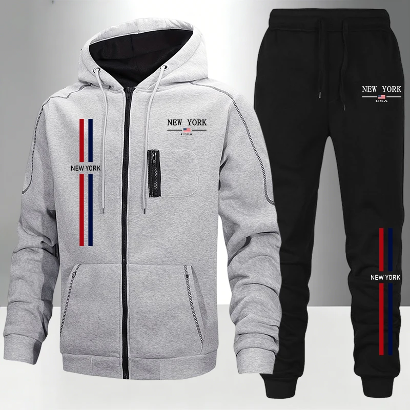 Men's Set/Coat/Pants Autumn Wi - Men'S Fashion Zipper Hoodie 评论和价格