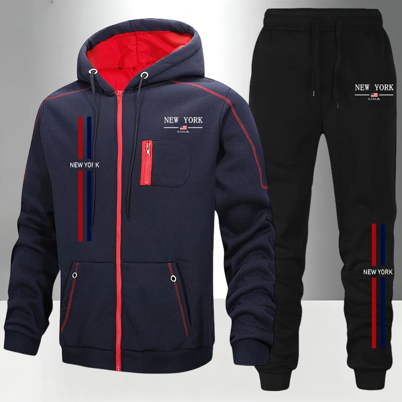 Men's Set/Coat/Pants Autumn Wi - Men'S Fashion Zipper Hoodie 评论和价格