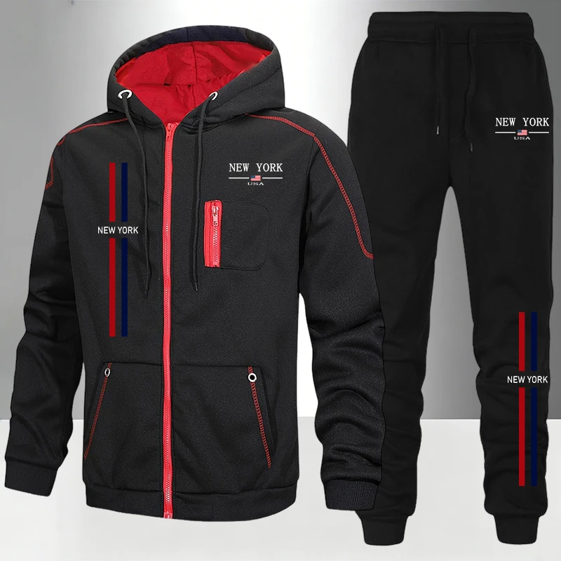 Men's Set/Coat/Pants Autumn Wi - Men'S Fashion Zipper Hoodie 评论和价格