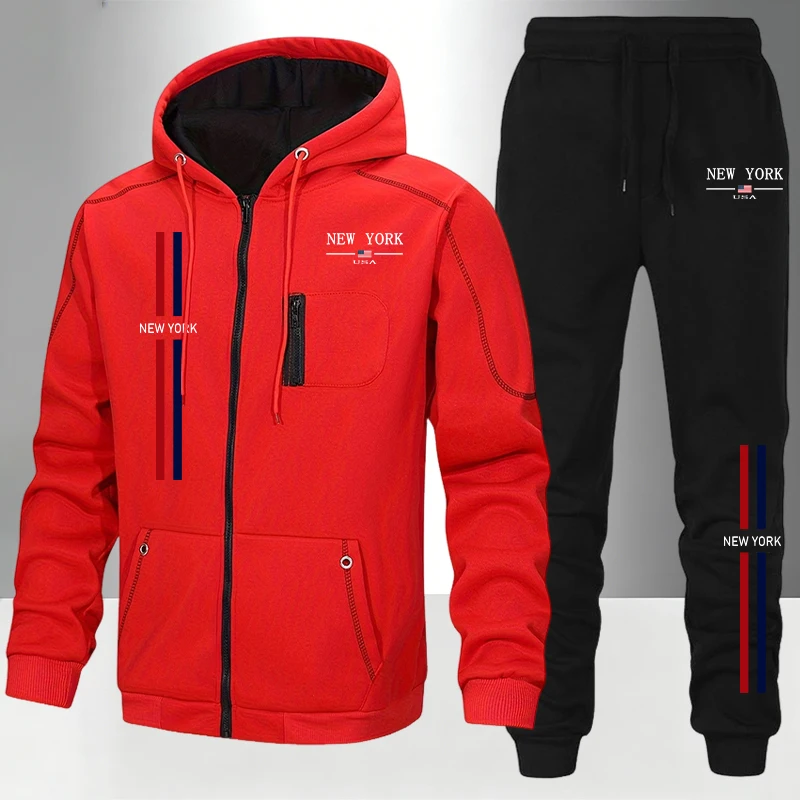 Men's Set/Coat/Pants Autumn Wi - Men'S Fashion Zipper Hoodie 评论和价格